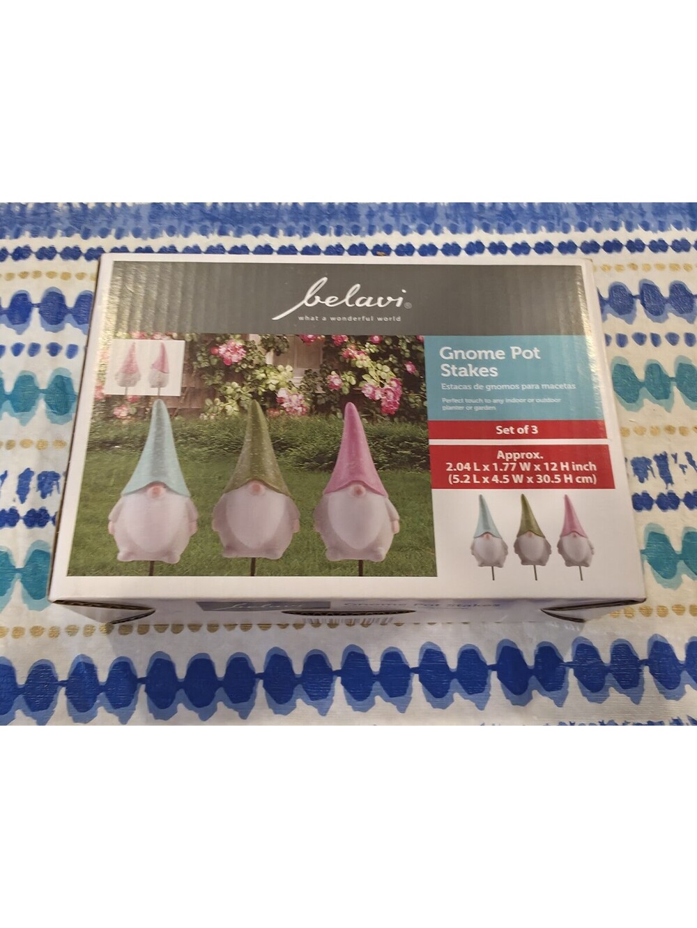 Set of 3 Gnome Stakes for Planter or Garden Polyresin Gift Idea NEW in Box